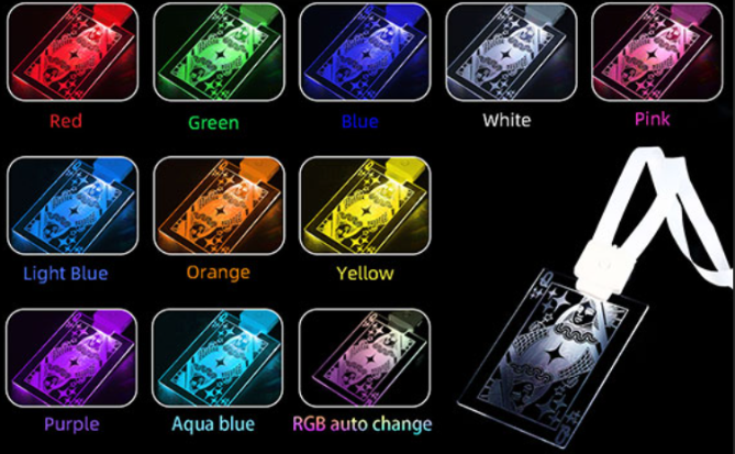 LIGHT UP LED CARDS & LANYARD